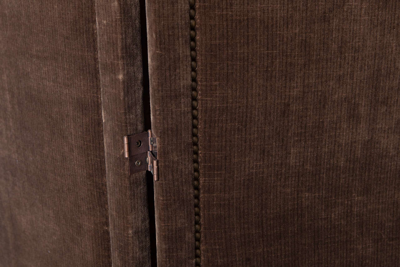 Custom ThreePanel Folding Velvet Screen For Sale at 1stdibs