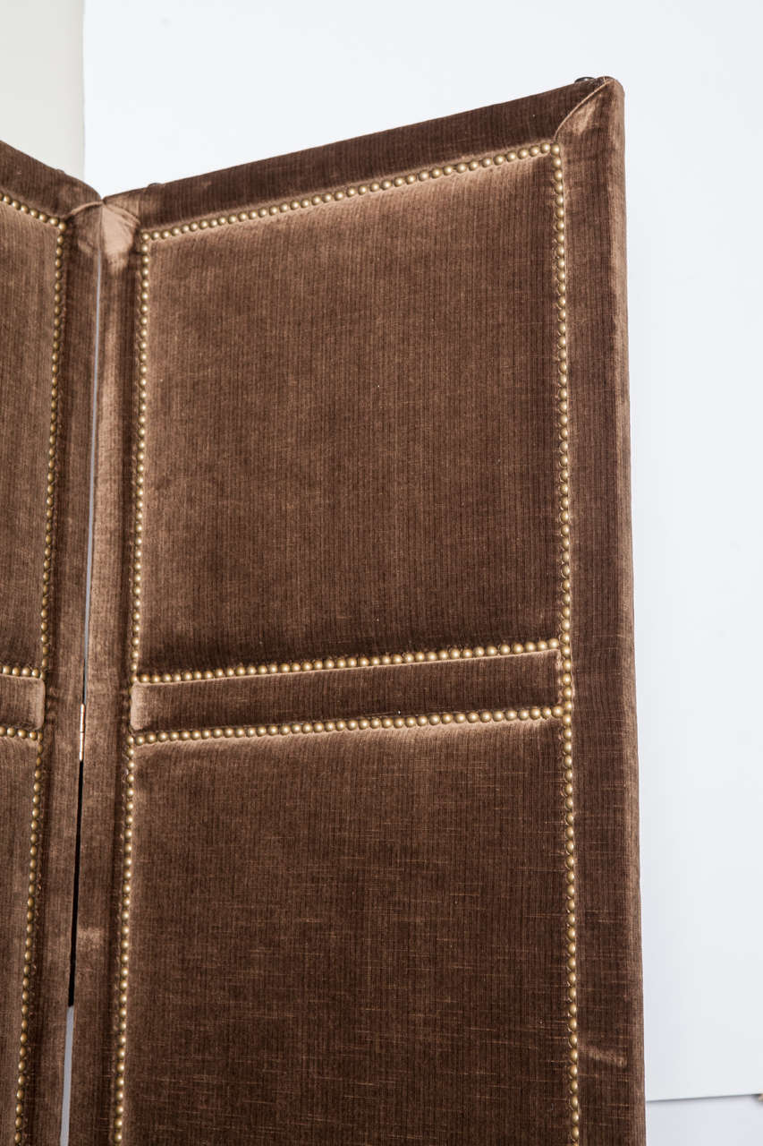 Custom ThreePanel Folding Velvet Screen For Sale at 1stDibs three