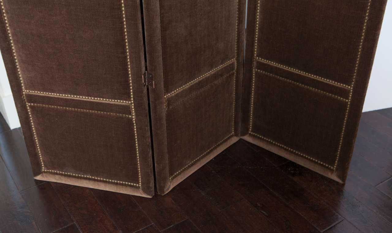 Custom ThreePanel Folding Velvet Screen For Sale at 1stDibs three