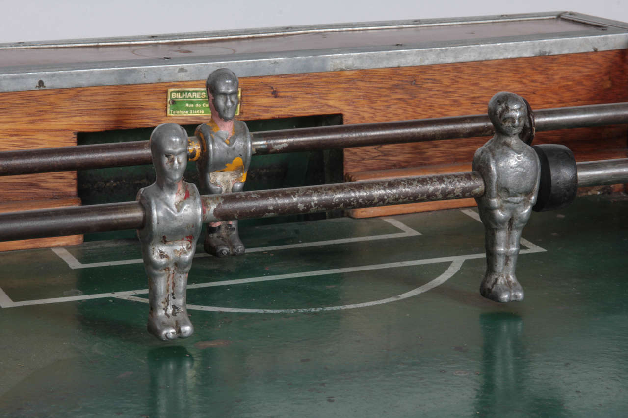Portuguese 1950s Bilhares Triunfo Two-Person, Coin-Operated Foosball Table For Sale