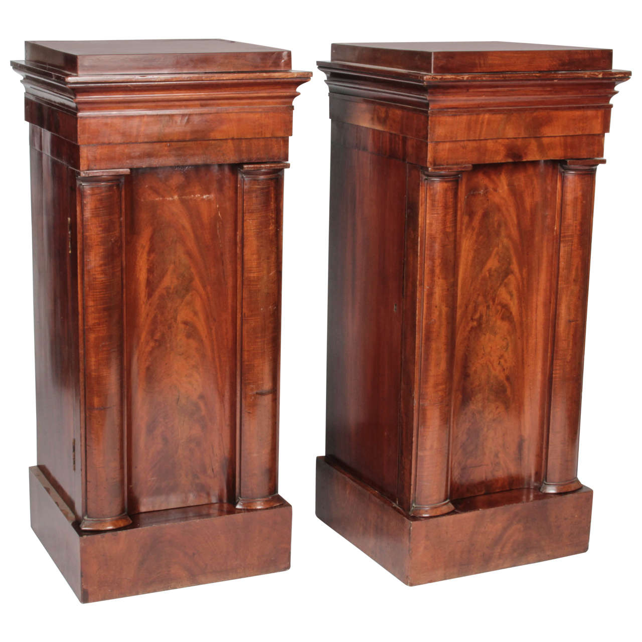 Pair of Mahogany Pedestal Cabinets For Sale