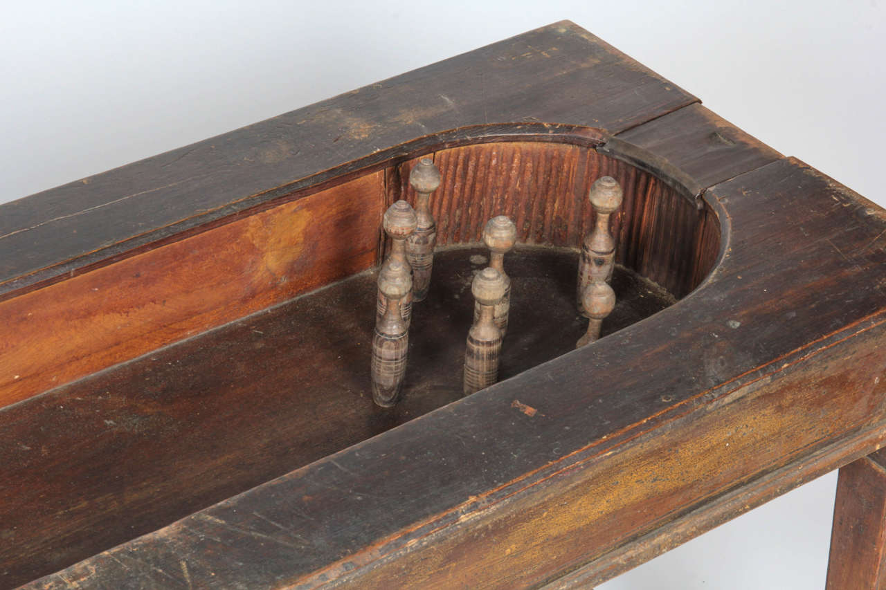 19th Century Convertible Wooden Tabletop Bowling Game For Sale