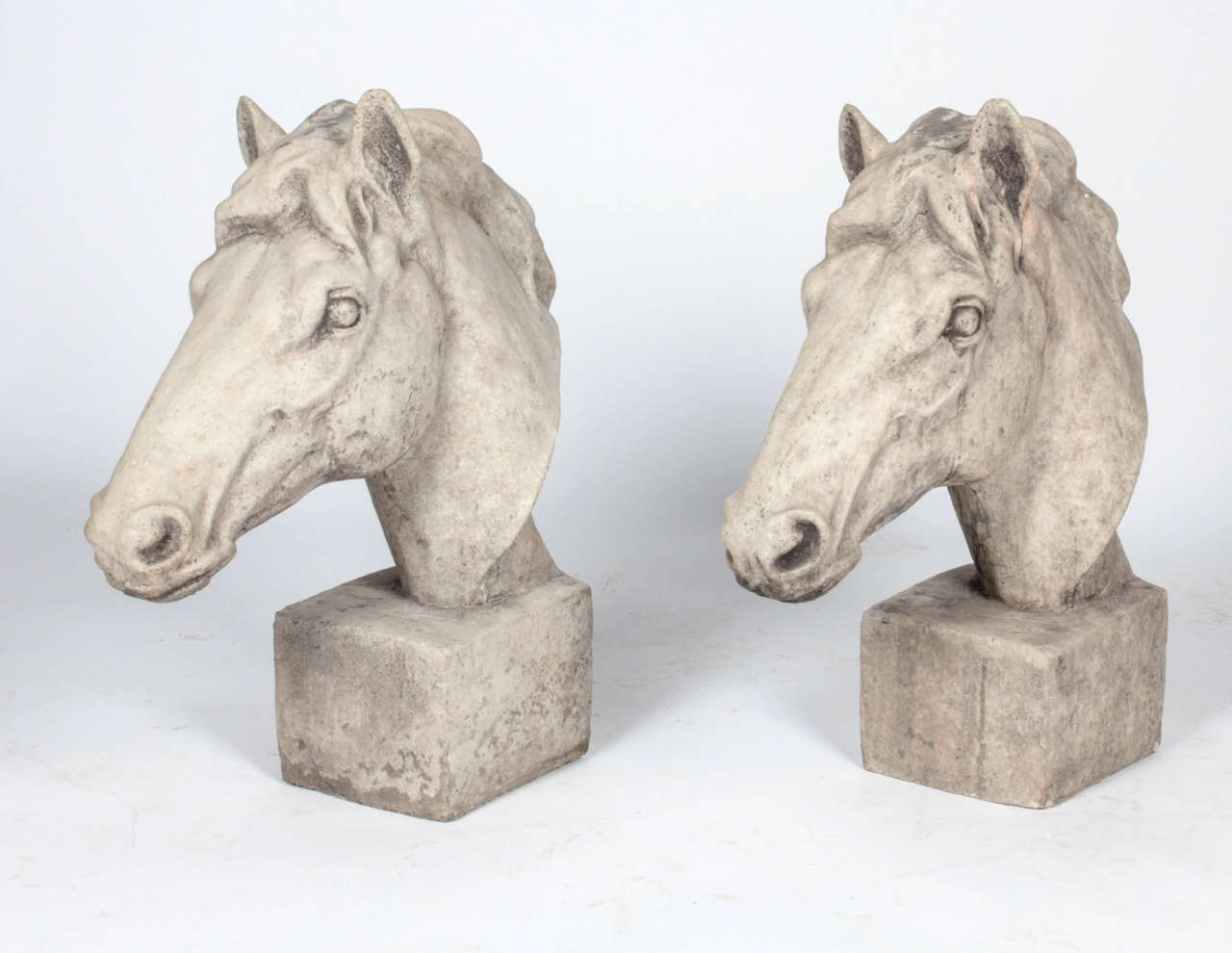 Pair of Stone Horse Heads
