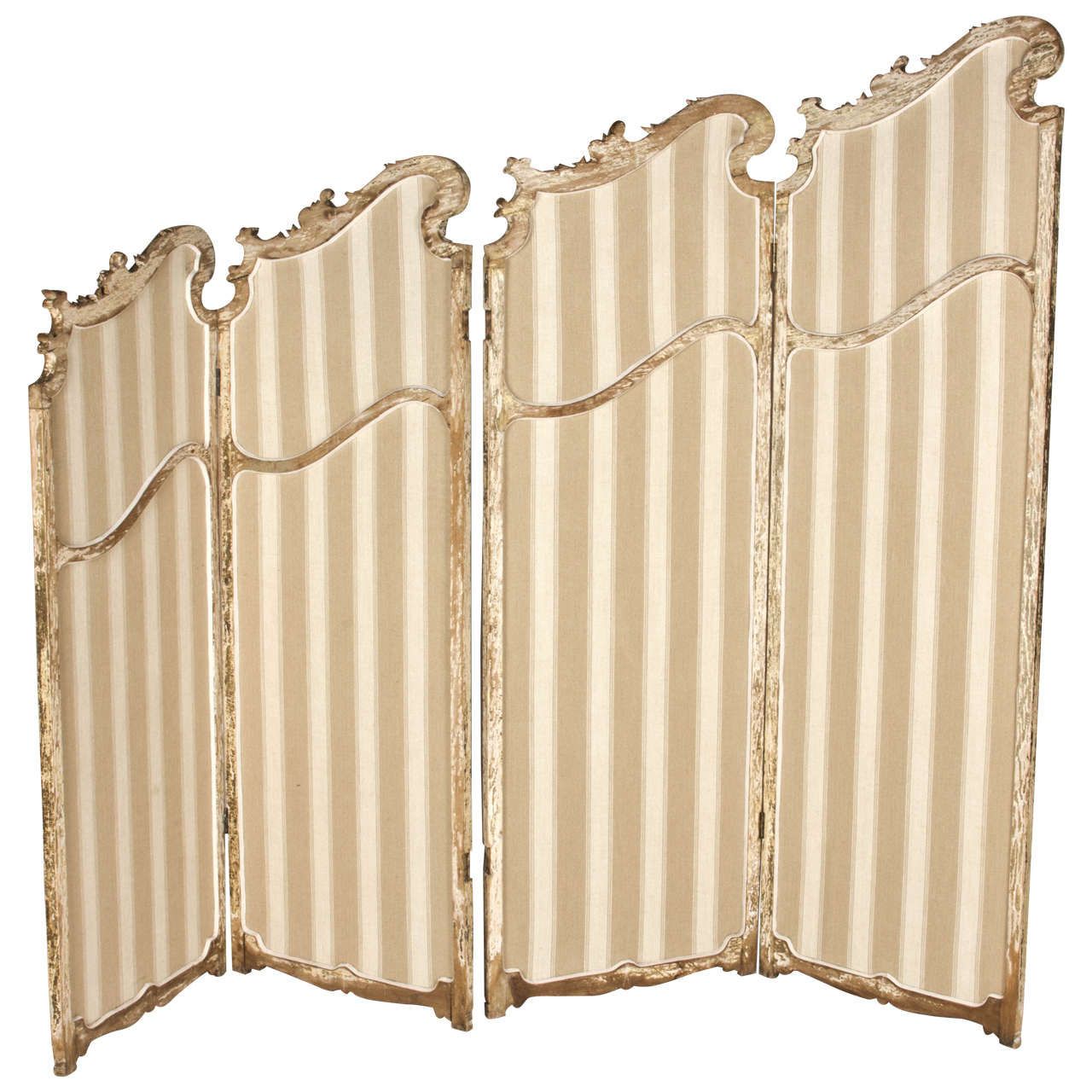 Victorian Collapsible Four-Panel Wood and Upholstery Screen For Sale