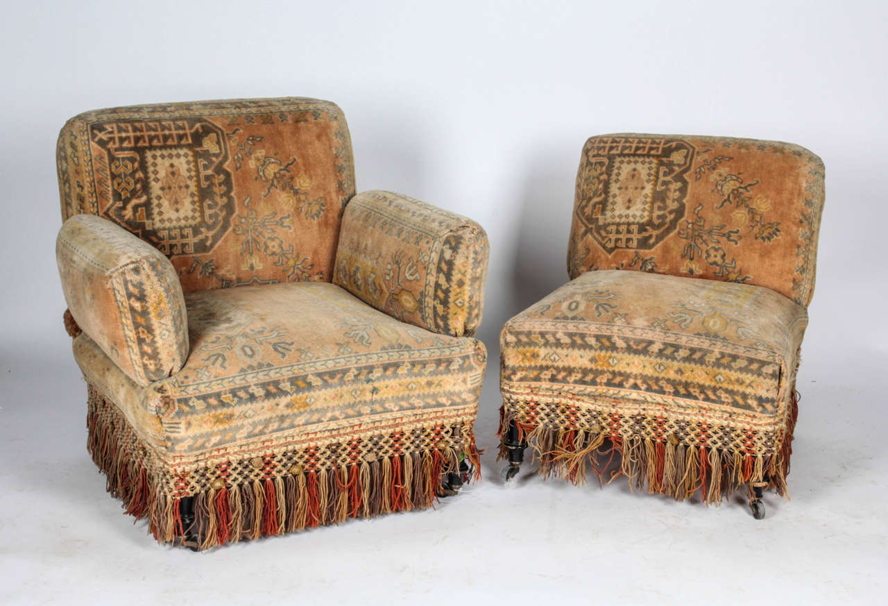 19th Century Au Bon Marché Moorish Tapestry Sofa and Chairs Set For Sale 2