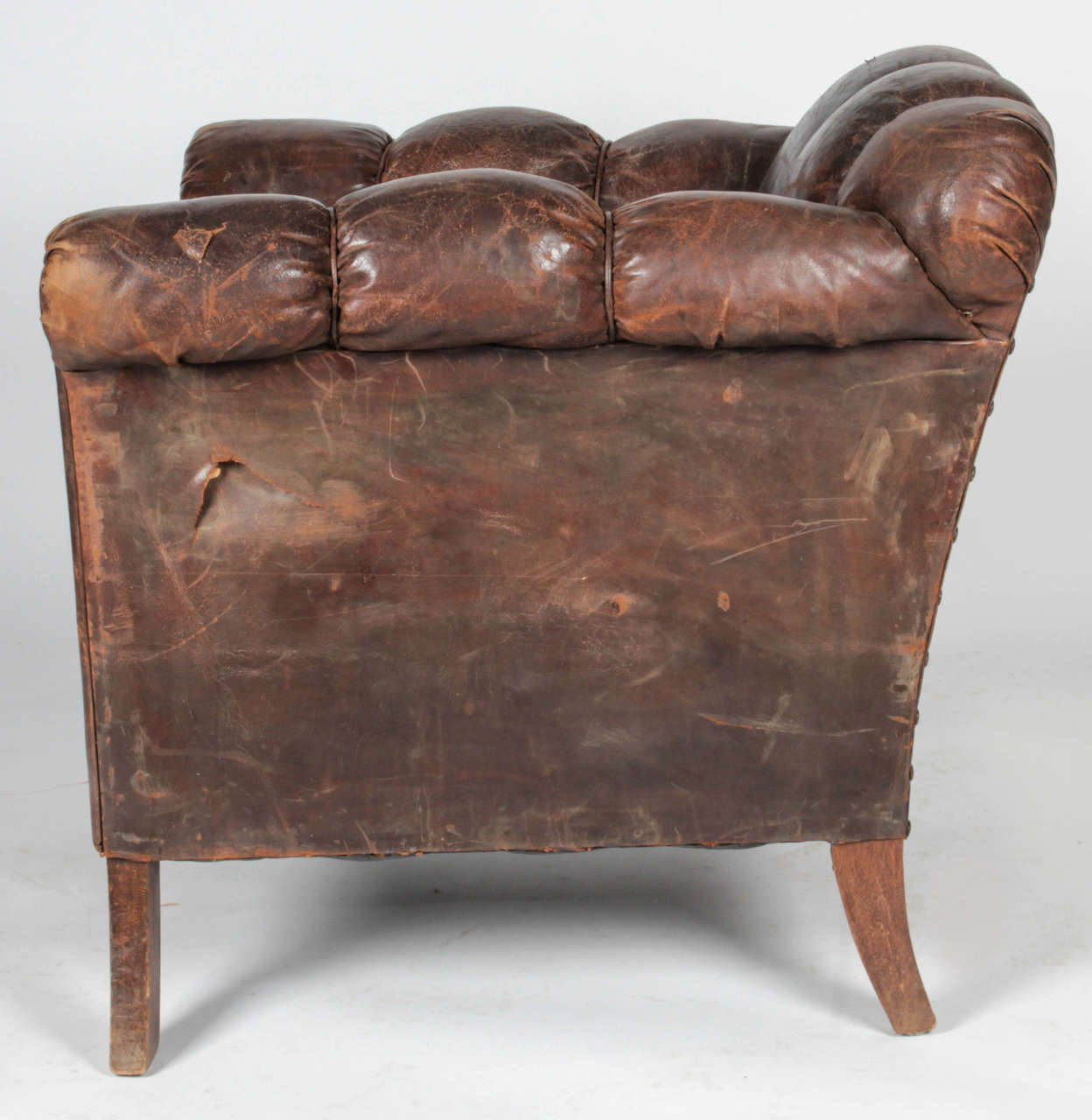 distressed leather club chair