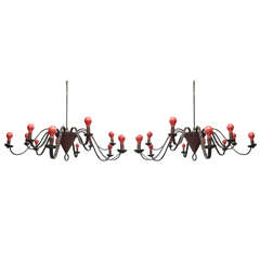 Pair of Tin Chandeliers