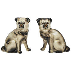 Pair of Stafforshire Pugs, Circa 1860