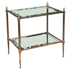 French 1940's Brass & Mirrored Glass Side Table