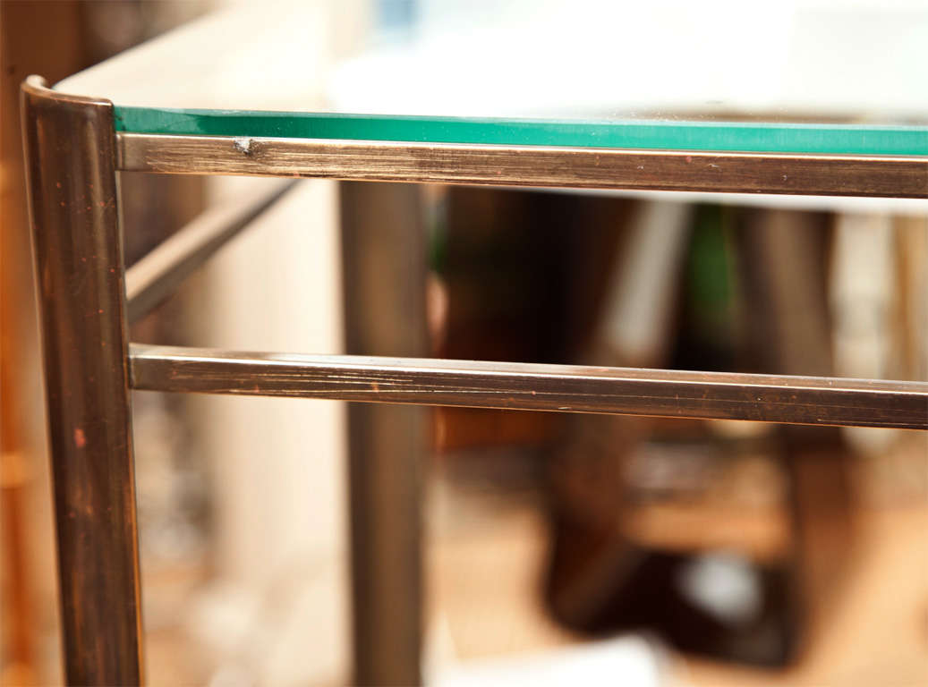 Vintage Italian Brass & Glass Rectangular Side Table 3