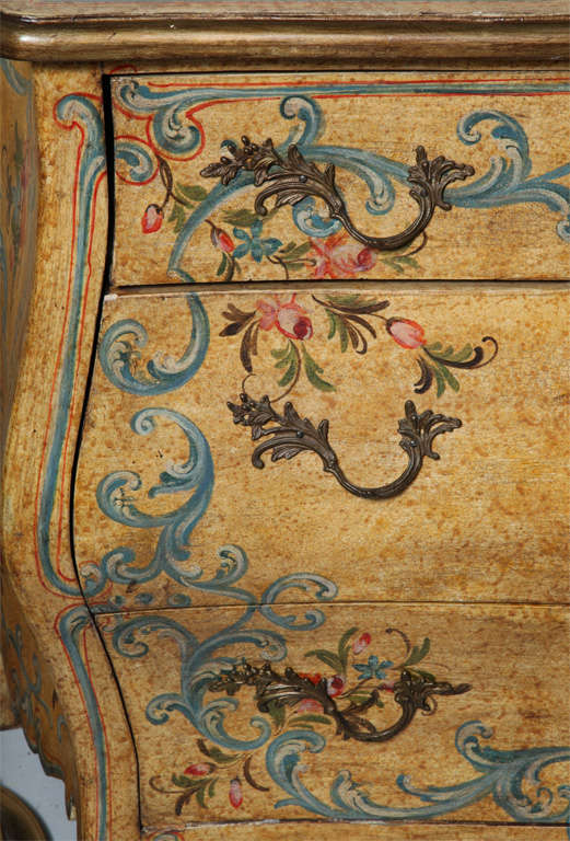 Very nice pair of large painted bombay chests, with original paper lined drawers.