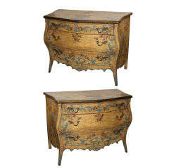 Pair of Italian Painted Bombay Commodes
