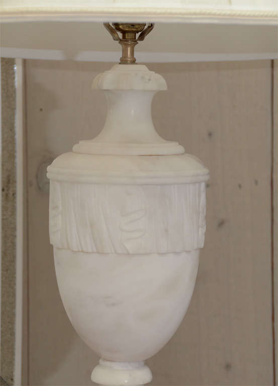 Fabulous Pair of Carved Marble Lamps
