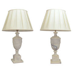 Fabulous Pair of Carved Marble Lamps 8