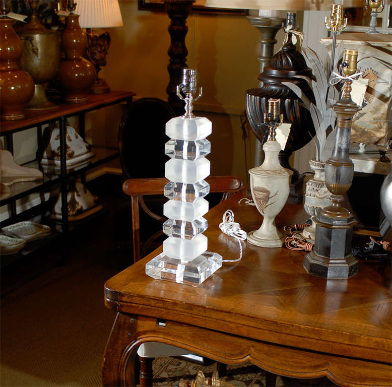 Lucite Column Lamp