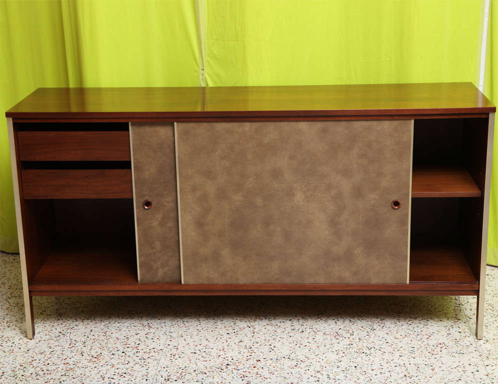 Mid-Century Modern Paul McCobb Calvin Walnut Mid Century Modern Buffet with Top Cabinet