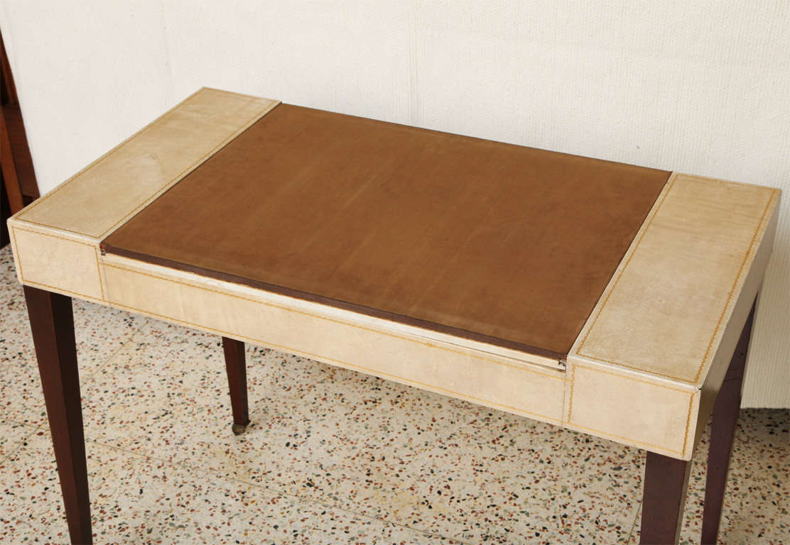 Heirloom Tooled Leather Games Table on Casters 1