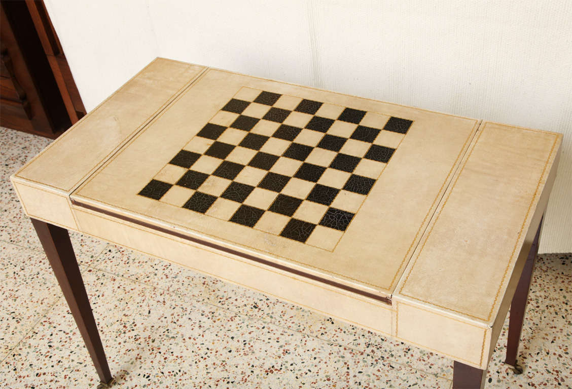 Heirloom Tooled Leather Games Table on Casters 5