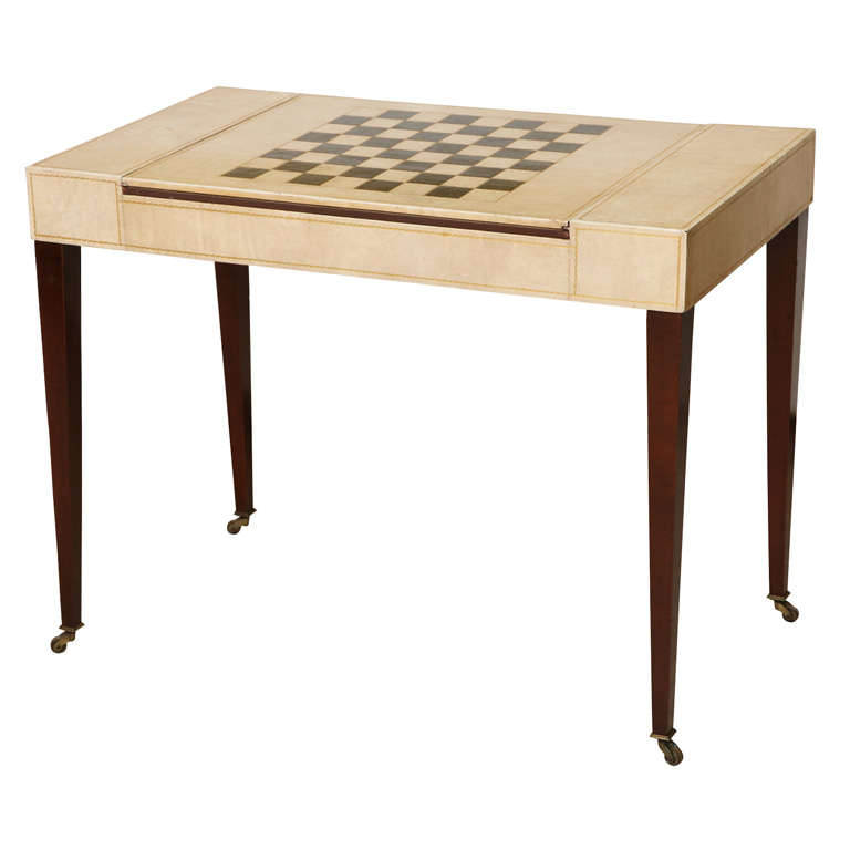 Heirloom Tooled Leather Games Table on Casters