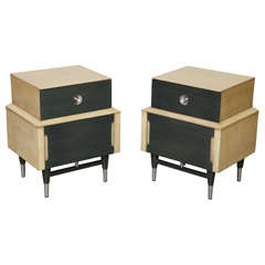 Spectacular Pair Architectural Mid Century Nightstands