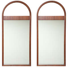 PAIR Architectural Mahogany Arch Top Pier Mirrors