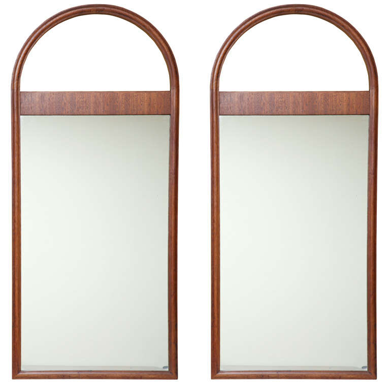 PAIR Architectural Mahogany Arch Top Pier Mirrors