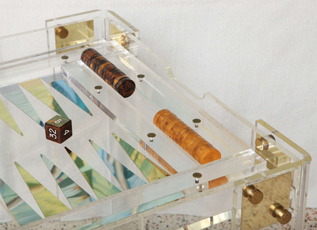 Brass Exceptional Elegant Lucite Games Table