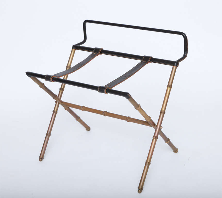 Jacques Adnet Leather Luggage Stands