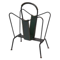Jacques Adnet Leather Magazine Stand 10