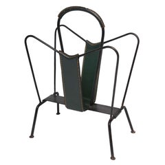 Jacques Adnet Leather Magazine Stand