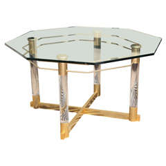 Fabulous Bronze And Lucite Crafted Mid-Century Dining Table