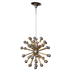 Fantastic Two-Toned Chrome and Brass Sputnik Chandelier