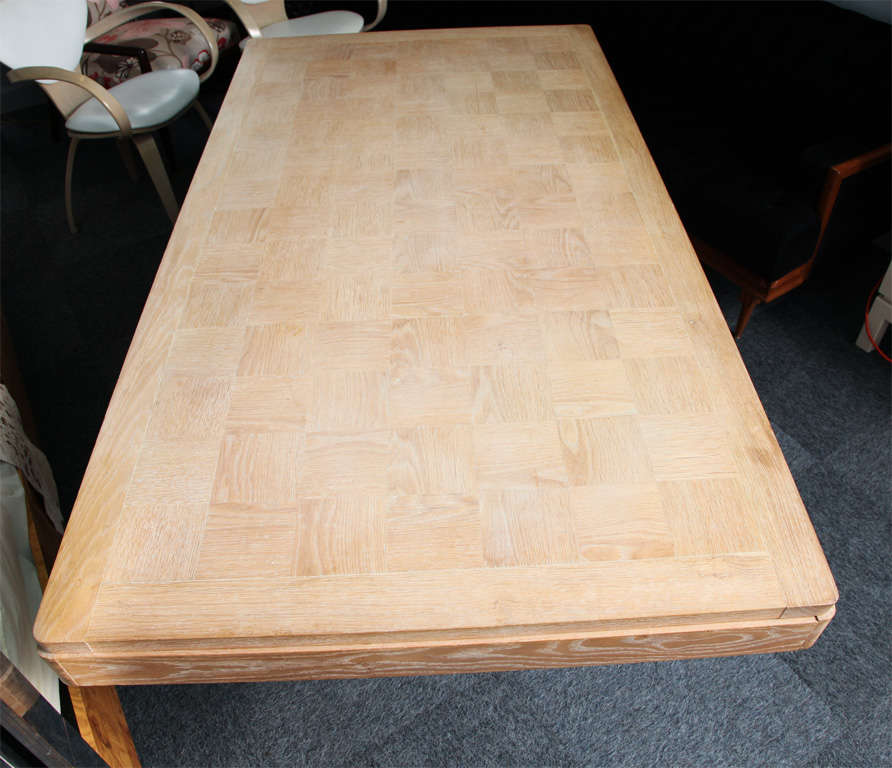Mid-20th Century French Oak Cerused Parquet Style Table