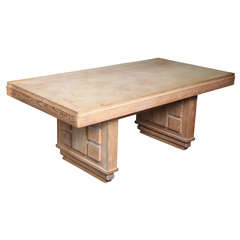 French Oak Cerused Parquet Style Table