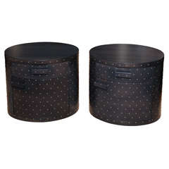 Pair of Oval Studded Nightstands/Sidetables