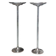 Pair of Art Deco Chrome and Glass Floor Lamps