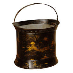 Painted Chinoiserie Tole Bucket