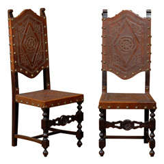 Studded leather chairs