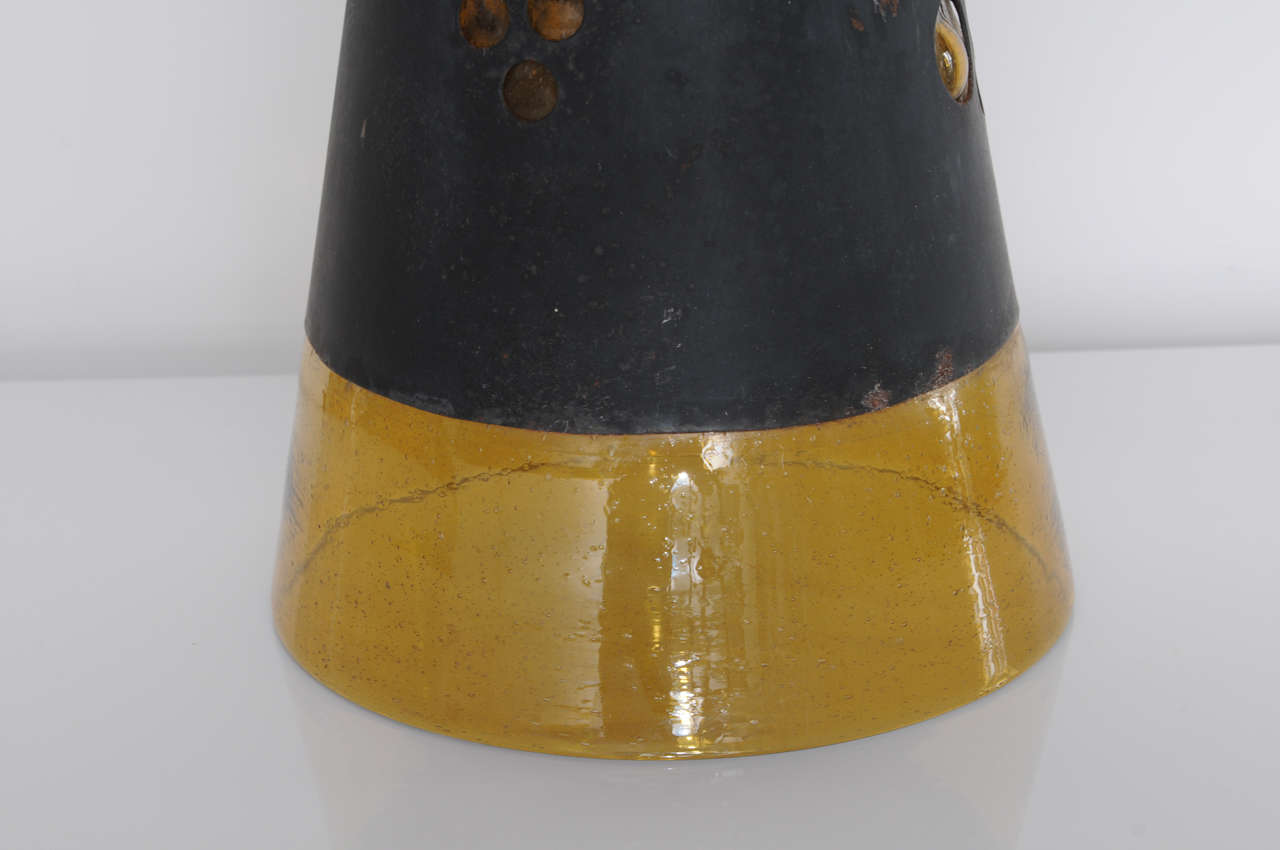 Hand-blown Glass Lighthouse Pendant Lamp In Fair Condition In Miami, FL