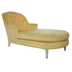 1960's Glamour Yellow Velvet Chaise