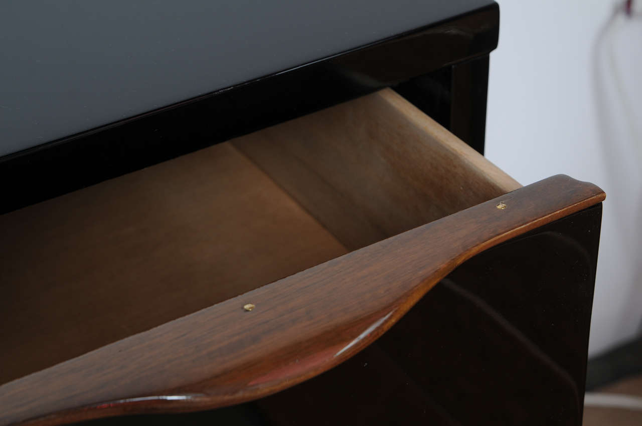 Midcentury High Gloss Black Lacquer and Teak Dresser at ...