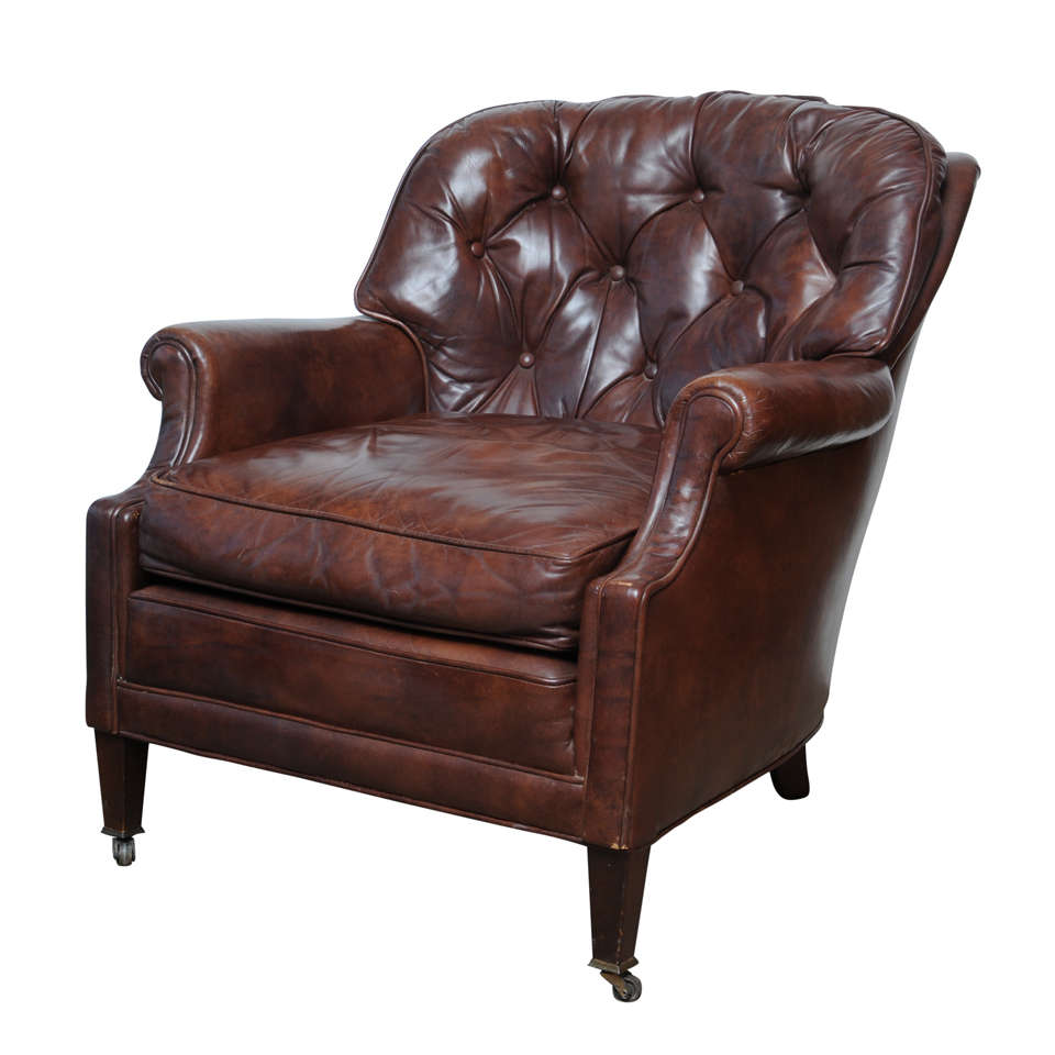 Elegant Vintage 1950s | 60s Leather Club Chair at 1stdibs