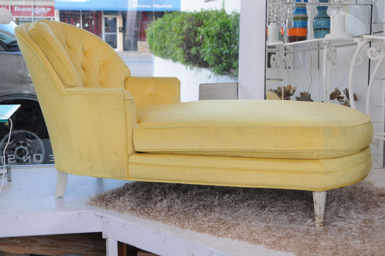1960's Glamour Yellow Velvet Chaise at 1stDibs