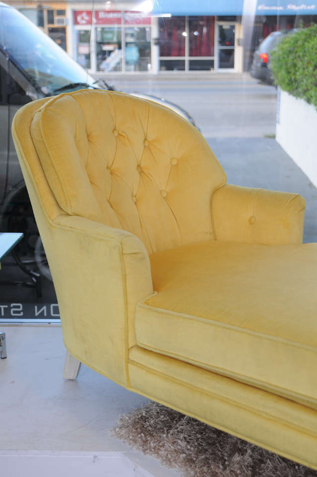 1960's Glamour Yellow Velvet Chaise at 1stDibs