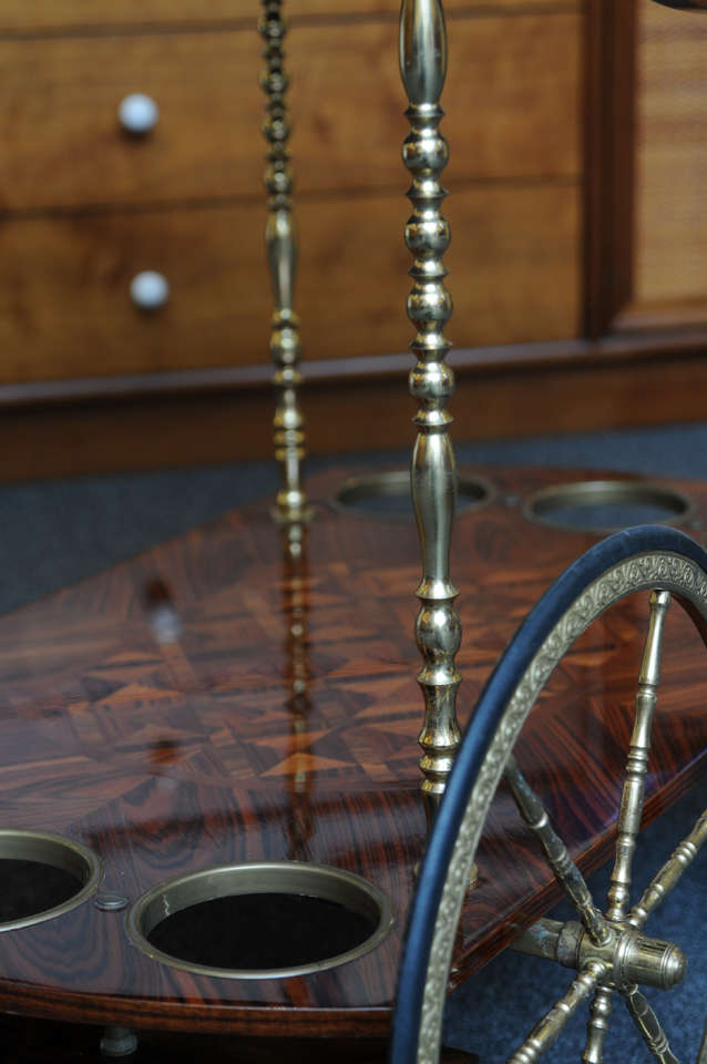 Aldo Tura Rosewood Parquetry Trolley Bar Cart 2