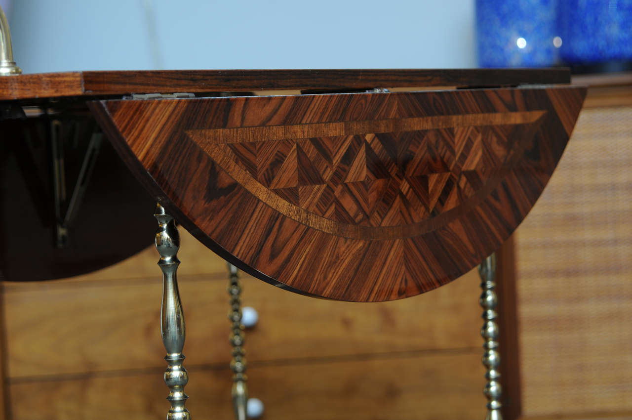 Aldo Tura Rosewood Parquetry Trolley Bar Cart 3