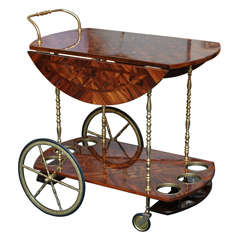Vintage Aldo Tura Rosewood Parquetry Trolley Bar Cart