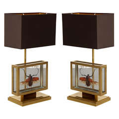 Maison Jansen Style Pair of Beetle Lamps