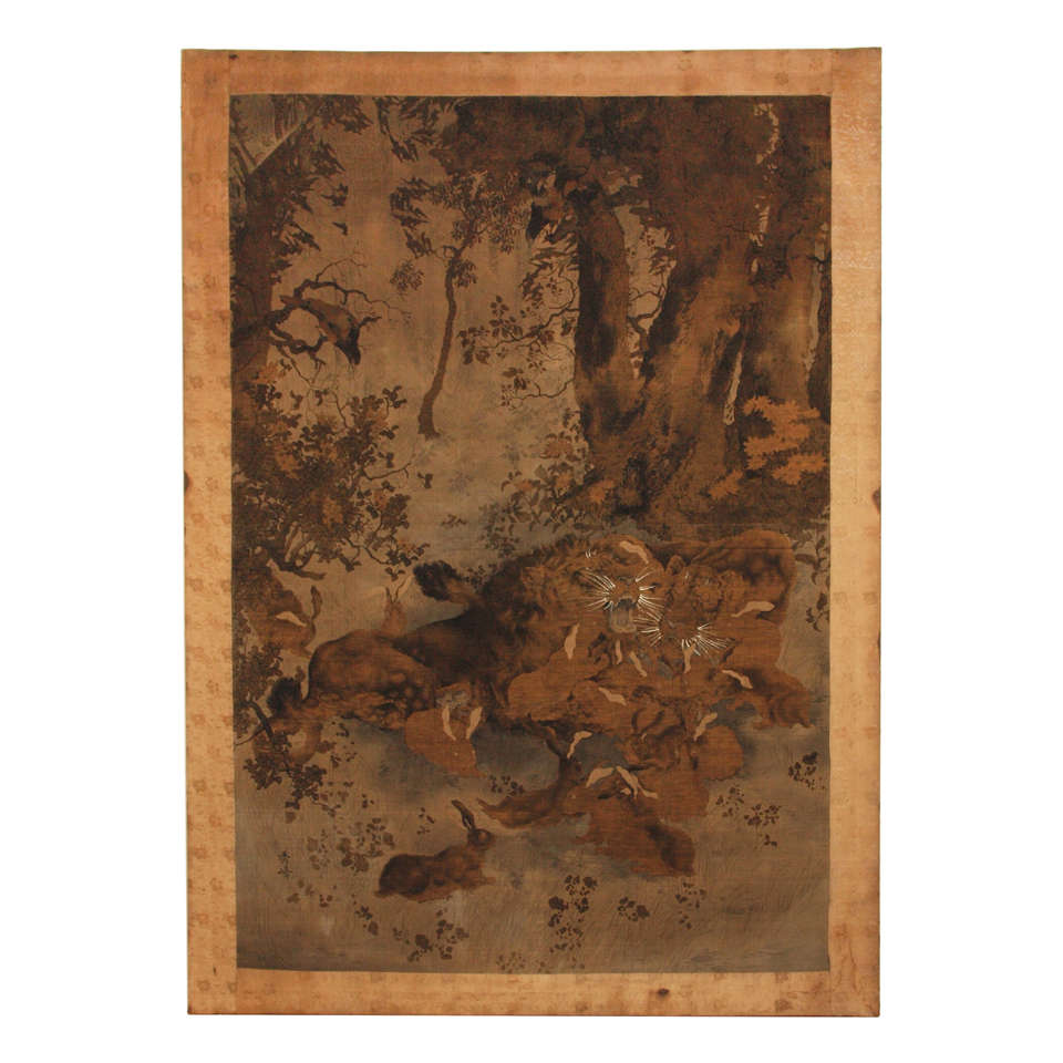 SATURDAY SALE Very Large Antique Chinese Painting on Silk For Sale
