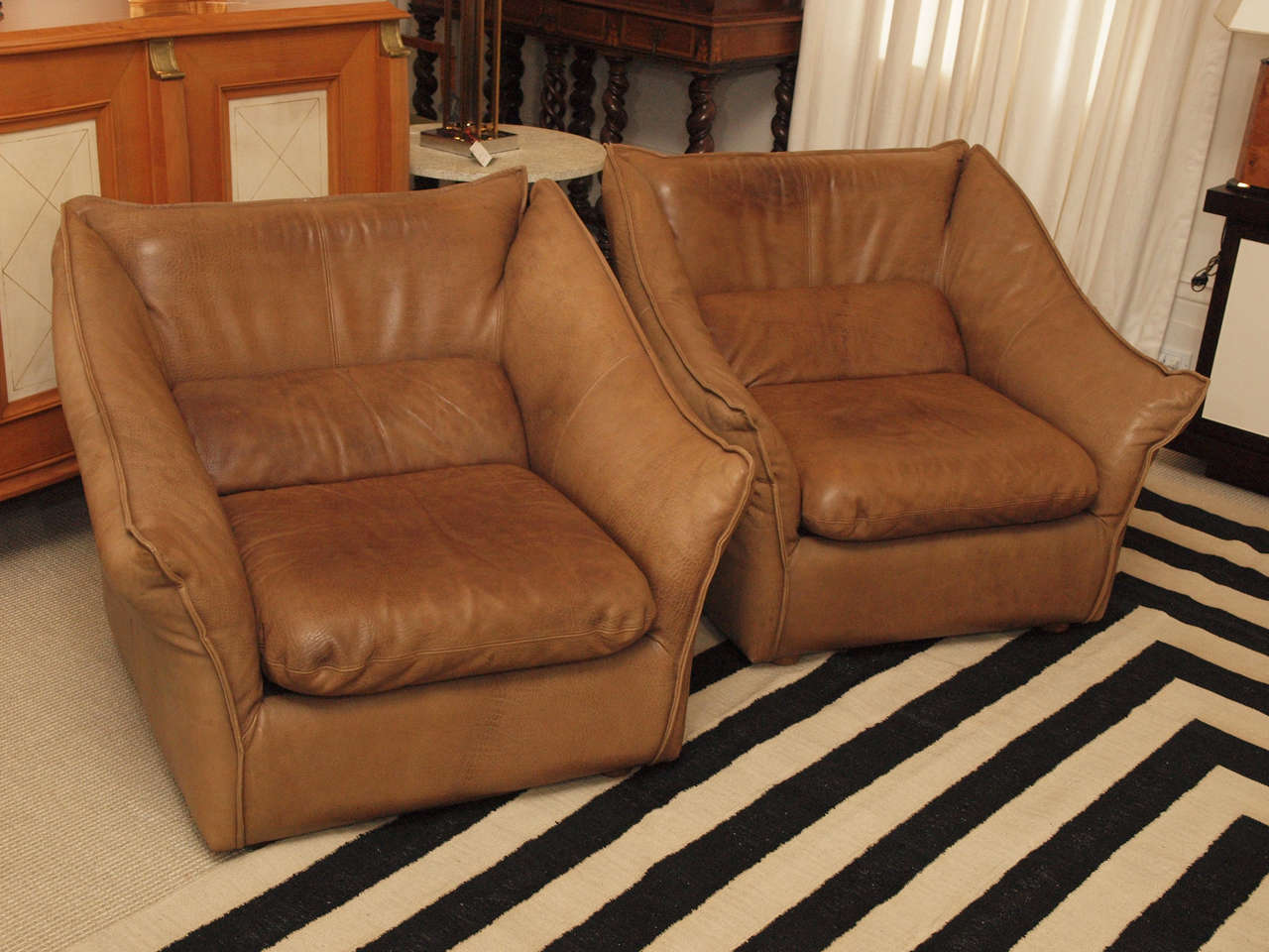 Two Leather Lounge Chairs by Geurmonprez at 1stDibs